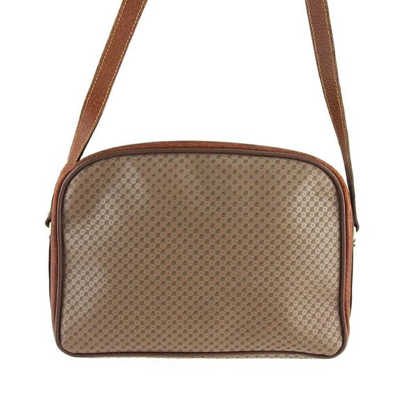 GUCCI Shoulder Bag Logo Plate Gray Gray PVC x Leather Authentic USED - Picture 3 of 11